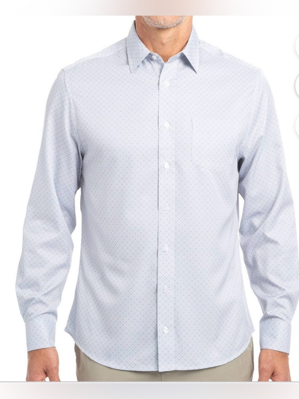 Nick Graham Men's Light Blue Patterned Long-Sleeve Dress Shirt